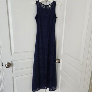 Xhilaration Navy Blue Maxi Lace Dress - Size XS